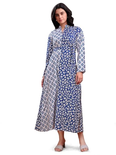 Image of PURVAJA Women's Mandarin Collar Cotton Blend Dress