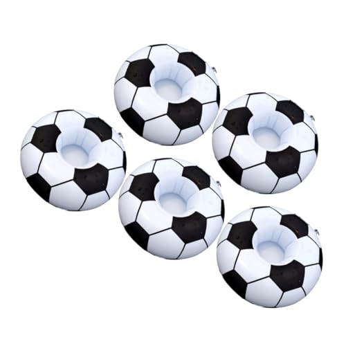 Toyvian Inflatable Football Drink Cup Holder Pvc 5pcs Floating Beverage Holders Pool Party Supplies Beach Floaty Mats