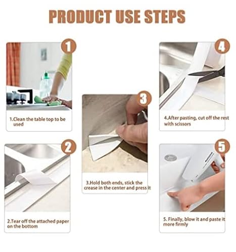 Riakoob Caulk Stip Tape, Caulk Tape Sealant Strip,Pvc Self Adhesive Tub And Wall Sealing Tape Caulk Sealer,Caulk Strip,Sealant Tape,Shower Tile Sealer Adhesive Sealant（White ;Length:10.5 Feet） #TOP1