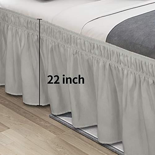 Falda de cama caída 22 pulgadas gris claro elástica ajustable 8