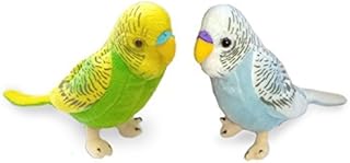 PC BUDGERIGAR Soft Toys - SET of 2 - BLUE & GREEN Budgies