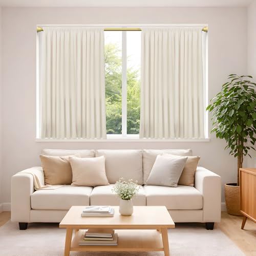 HAOYUNTE Gardinenstange ohne Bohren 79-195cm Ø 22 mm, Duschstange zum Klemmen - ausziehbare Klemmstange für Fenster, Kleiderschrank & Badezimmer (Gold)