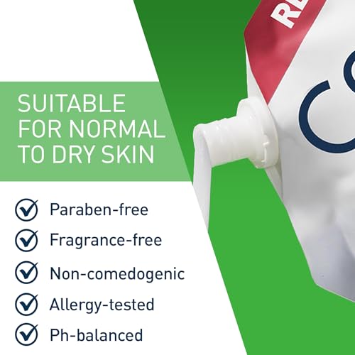 Image of CeraVe Hydrating Cream To Foam Cleanser, Makeup Remover Face Wash For Dry Skin, Foaming Facial Cleanser With Hyaluronic Acid, Normal To Dry Skin, Fragrance Free & Non Comedogenic, 16 Ounce Refill