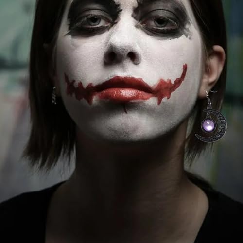 Gothic Moon Dangle Earring,Vintage Crystal Glass Crescent Drop Earrings Punk Style Dark Victorian Earrings Mystery Vampire Jewelry Halloween Outfit Accessories for Women2