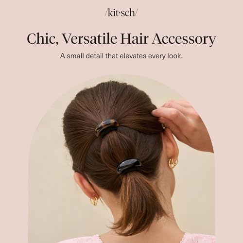 Kitsch Small Hair Cuffs Hair Ties For Women - Black and Tort, 2pcs - image 8