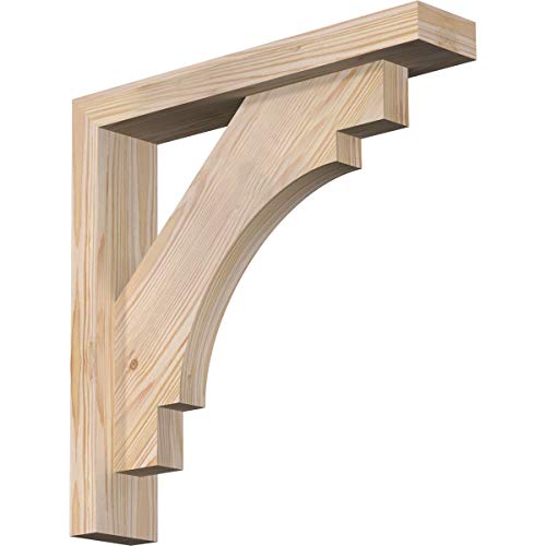 Ekena Millwork BKT0402X18X18MRC05SDF Merced Block Bracket w/Offset Brace, 18" D x 18" H Rustic Wood, 3 1/2" W Douglas Fir (Smooth)