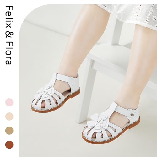 Image of Felix & Flora Toddler Girls Sandals Flower Girl Shoes Soft Rubber Princess Flat Shoes