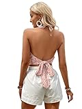 GORGLITTER Women's Ditsy Floral Backless Cami Halter Neck Tie Back Sleeveless Crop Top Tee Multicolor Small