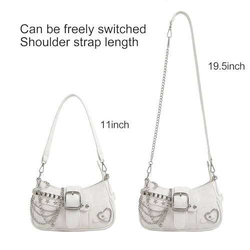 Image of Cute Y2k Purse for Women, Star Embroidery Pattern with Chain Strap Shoulder Bag, Goth Style Cute Mini Purse