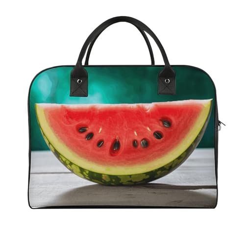 Travel Duffel Bag Watermelon with Smiley Print Yoga Tote Bag Gym Bag Weekender Overnight Bag for Travel, Beach, Fitness, Yoga, Swimming
