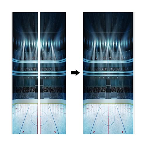 A.monamour 3D Door Stickers For Interior Doors Hockey Stadium With Fans Crowd And An Empty Ice Rink Sport Arena Vinyl Removable Self Adhesive Door Poster Wallpaper Mural Decals For Bedroom 95 X 215 Cm #TOP2