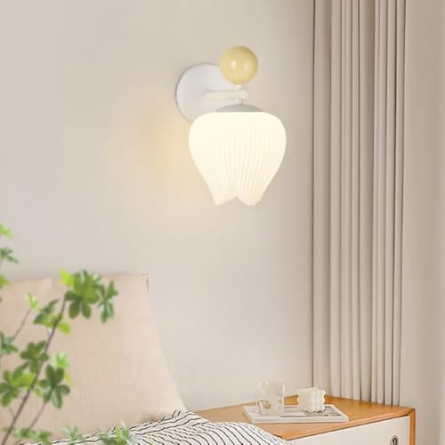 Aplique de pared blanco E27 en forma de flor con pantalla acrílica 7