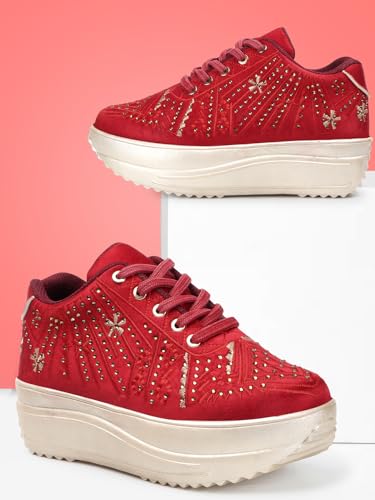 Image of Vendoz Women Wedding Party Golden Sneakers