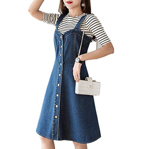 NOBRAND Un solo botonadura vestido de mezclilla de moda de las mujeres nuevo verano delgado y cerrado cintura Denim cinturón falda