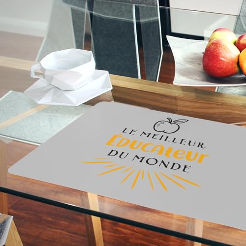 Set de table liège gris napperon lavable anti-tache grand format x4 - 6