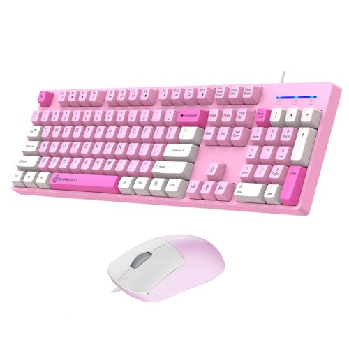 OUSEITECH �L�[�{�[�h �}�E�X�Z�b�g USB�L�� �L�[�{�[�h 104�L�[ �p�\�R���p�L�[�{�[�h �t���L�[�{�[�h Windows Vista Windows XP�AWindows 10�AWindows 8�AWindows 7�ȂǂɑΉ� (�s���N)