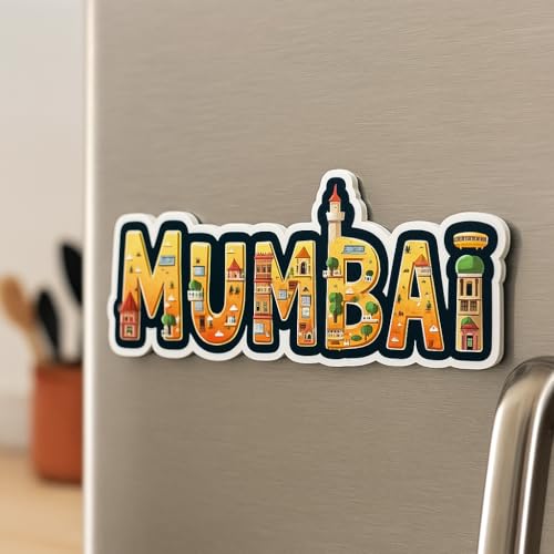 Image of Naxon Mumbai City Theme Souvenir Wooden Fridge Magnet for Refrigerator - Printed Fridge Magnet for Kitchen & Home Decor | Perfect Souvenir Gift | Size 3x3 in | Pack of 1