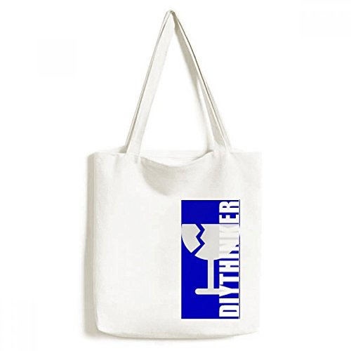 Sac en toile multicolore au design carré avertissement original