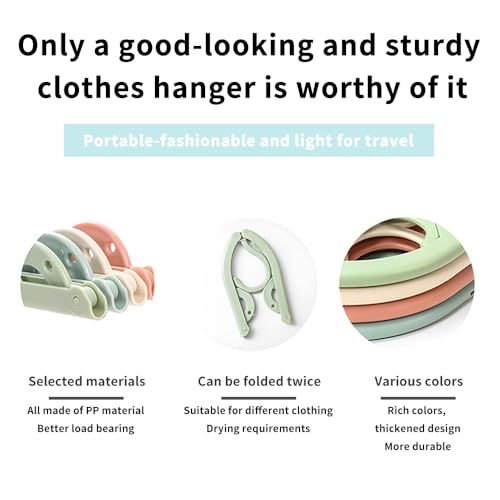 Faltbare Kleiderbügel, 12 Stück Tragbare Kleiderbügel mit Clip, Faltbar Reise für Zuhause Hotel Reise Outdoor Camping 4 Farben(12)