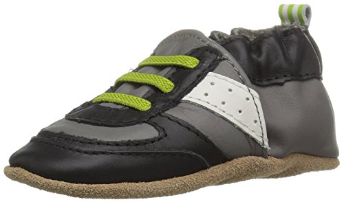 Robeez Baby-Boy's Soft Soles Loafer, Super Sporty-Grey/Lime, 12-18 Months M US Infant