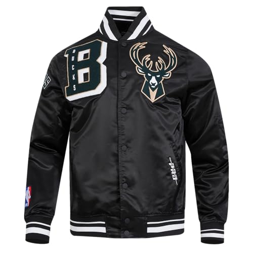Pro Standard Mens NBA Milwaukee Bucks Mash Up Satin Jacket Black 2Xl