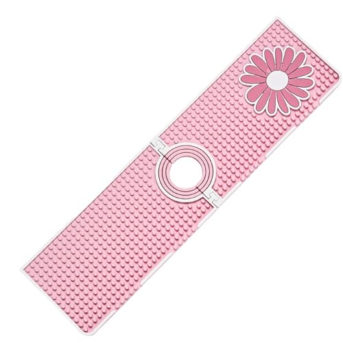 Odot Tappetino per Rubinetto Cucina Bagno in Silicone Fiori Tappetino per Lavello Paraspruzzi Lavello Cucina Ad Asciugatura Rapida Tappetino Multiuso per Lavello e Proteggi Lavandino (Rosa,38x10cm)