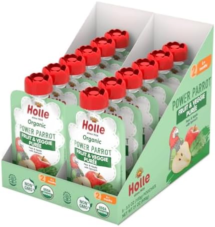 Holle Organic Baby Food Pouches, Pear Apple Spinach, 12 Pack, 3.5 oz
