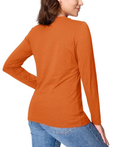 Image of YUCOLEN Long Sleeve Shirts for Women Cotton Crew Neck Casual Tops Fall