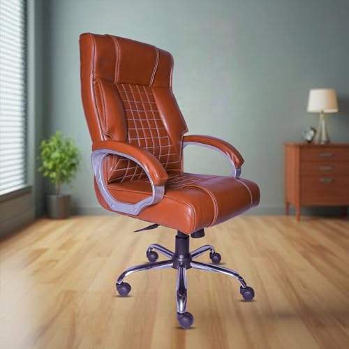 Image of Vega Ergonomic High Back Boss Chair with Pure Soft Cushioned Arm Rest Leatherette Office Arm Chair (Brown)