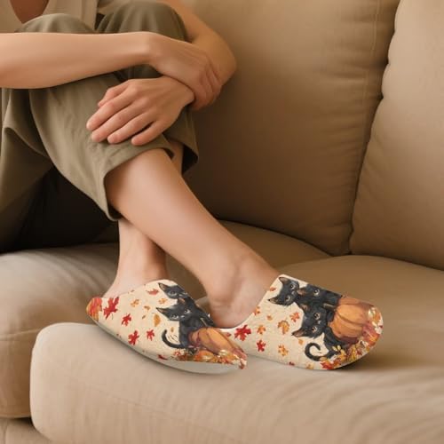 Forchrinse Fall Slippers for Women Men Closed Toe House Slippers Reusable Fuzzy Slipper for Spa Hotel Travel4