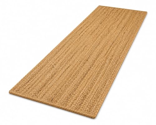 Image of Handwoven Natural Jute Runner Rug for Hallway & Entryway | Floor Runner Carpet | Hallway Rug - Rustic Home Decor. (Beige, 2X3)