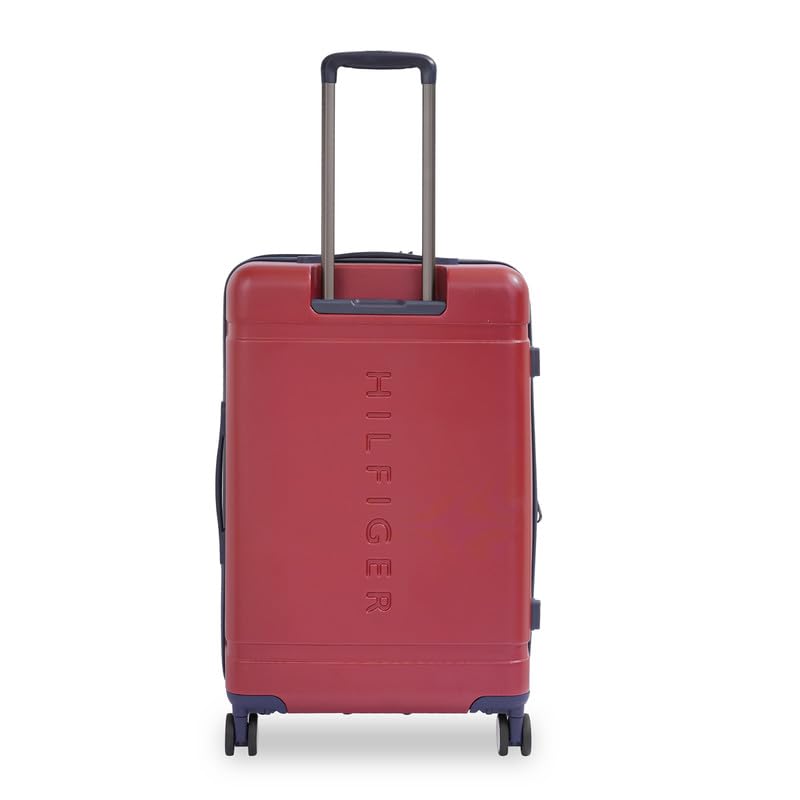 Image of TOMMY HILFIGER Millennia Mid Hard Luggage - Red |Check-in Trolley Bag with TSA Lock | 360 Spinner Double Wheels | Telescopic Handle | Polycarbonate Hardshell Suitcase | 60L Capacity | 68cm