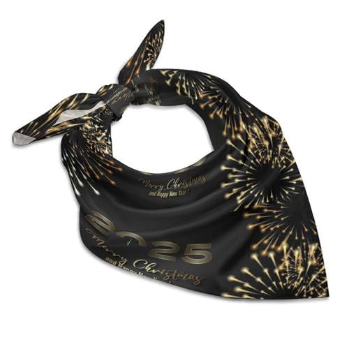 Csemeie Happy New Year 2025 Bandana Hair Scarf Headband Adjustable Neckerchief for Men Women Decor