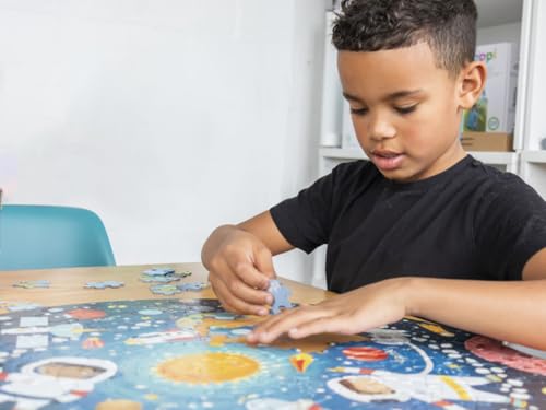 boppi Rompecabezas redondo con mapa mundial de 150 piezas de cartón reciclado para niños de 5 a 8 años con tema de animales, diámetro 58 cm miniatura 4