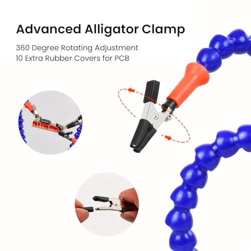 Image of Serplex Soldering Station with 5 Flexible Arms and Insulated Alligator Clips, Soldering Helping Hands Clamp Soldering Station Helping Hands Soldering Tool PCB Holder Flexible Arms
