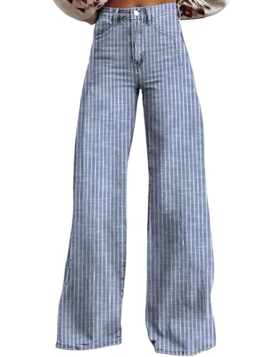 loveimgs Women Baggy Y2k Bell Bottom Striped Jeans Sweat Colorful Mid Rise Denim Pants Stripe Flare Jeans Wide Leg Cowgirl