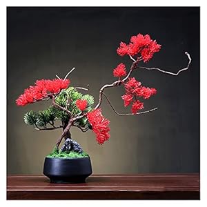 Large Artificial Bonsai Tree Artificial Bonsai Tree，18 Inches Potted Artificial House Plants, Beautiful Pine Tree Bonsai Plant, for Decoration Desktop Display Maintenance Free