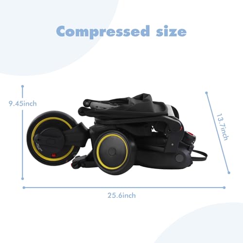 5-in-1 Compact, Foldable Tricycle - Suitable for Toddlers 10 to 36 Months Push Tricycle Bike for Toddlers with Removable Handle Seat Adjustable Canopy for Kids - Thumbnail 7