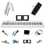 Piano Digital de 88 Teclas Tamaño Completo con Teclado Electrónico Semipesado, Soporte para Partituras, Fuente de...