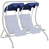 Outsunny 2-Seater Swing Canopy Replacement, Outdoor Swing Sunshade Top Cover Canopy Only, Dark Blue