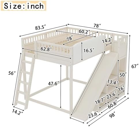 Bellemave-Bunk Beds-Queen Over Queen with Slide