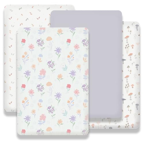 Image of Plushii 4PK Mini Crib Sheets,Fitted for Pack and Play Mattress, 38 inchx 26 inch