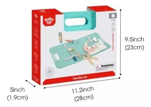 Kit Infantil Maleta De Dentista Madeira Brinquedo Tooky Toy