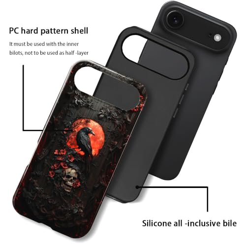 Coque P19JL Air rigide hybride crâne de corbeau gothique anti-rayures - 3