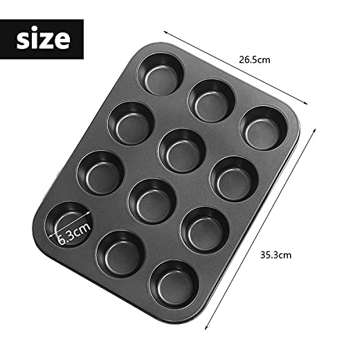 Teglia Per Muffin, Teglia Per Muffin Con Rivestimento Antiaderente, Può Contenere 12 Muffin, Teglia Per Ogni Forno 36 * 27 * 3 Cm, Cupcakes, Brownies