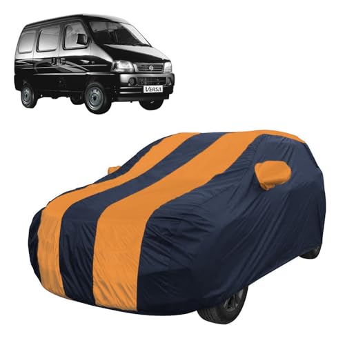 Image of Allextreme MVG5003 Car Body Cover Compatible with Maruti Suzuki Versa Custom Fit Dustproof UV Heat Resistant Indoor Outdoor Body Protection (Navy Blue & Orange with Mirror)