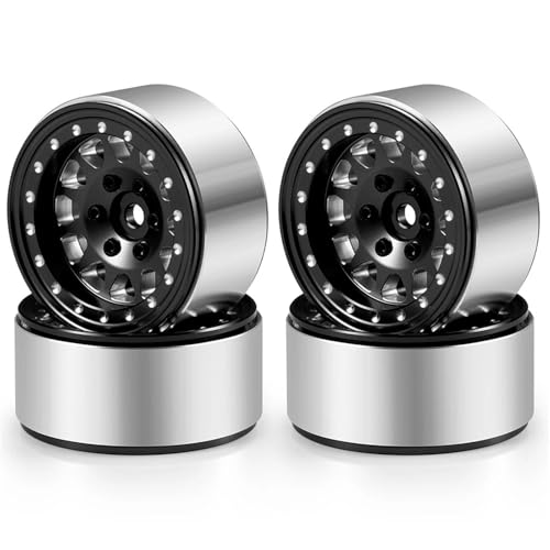 For TRX4M For Axial For SCX24 For FMS For FCX24 1/18 1/24 1.3 �C���`�r�[�h���b�N�z�C�[�������n�u 4 �� CNC �A���~ RC �N���[���[�� RC�p�[�c(No.9-Black)