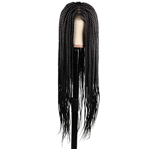 Braided Wigs, Shining Star 30” Pure Handmade Micro Braided Straight Synthetic Hair Lace