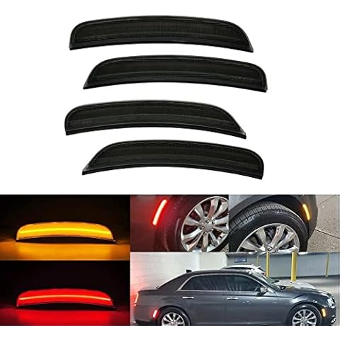 GUANGGU 4Pcs Smoked LED Side Marker Light Compatible with Dodge Charger 2015 2016 2017 2018 2019 2020 2021 Front Lights Amber Rear Lamp Lights Red, Replace 68214405AA, 68214404AA, 68214127AA Cover