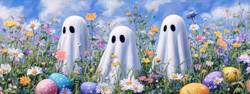 Reofrey ダイヤモンドアート 大きいサイズ ハロウィーンダイヤモンドの絵画 、クロスステッチ キットおばけ, 手作りキット 全面貼り付けタイプ ビーズア DIY 手芸キットホーム レストラン ラインストーン ホーム 壁掛け 装飾品 30x80cm